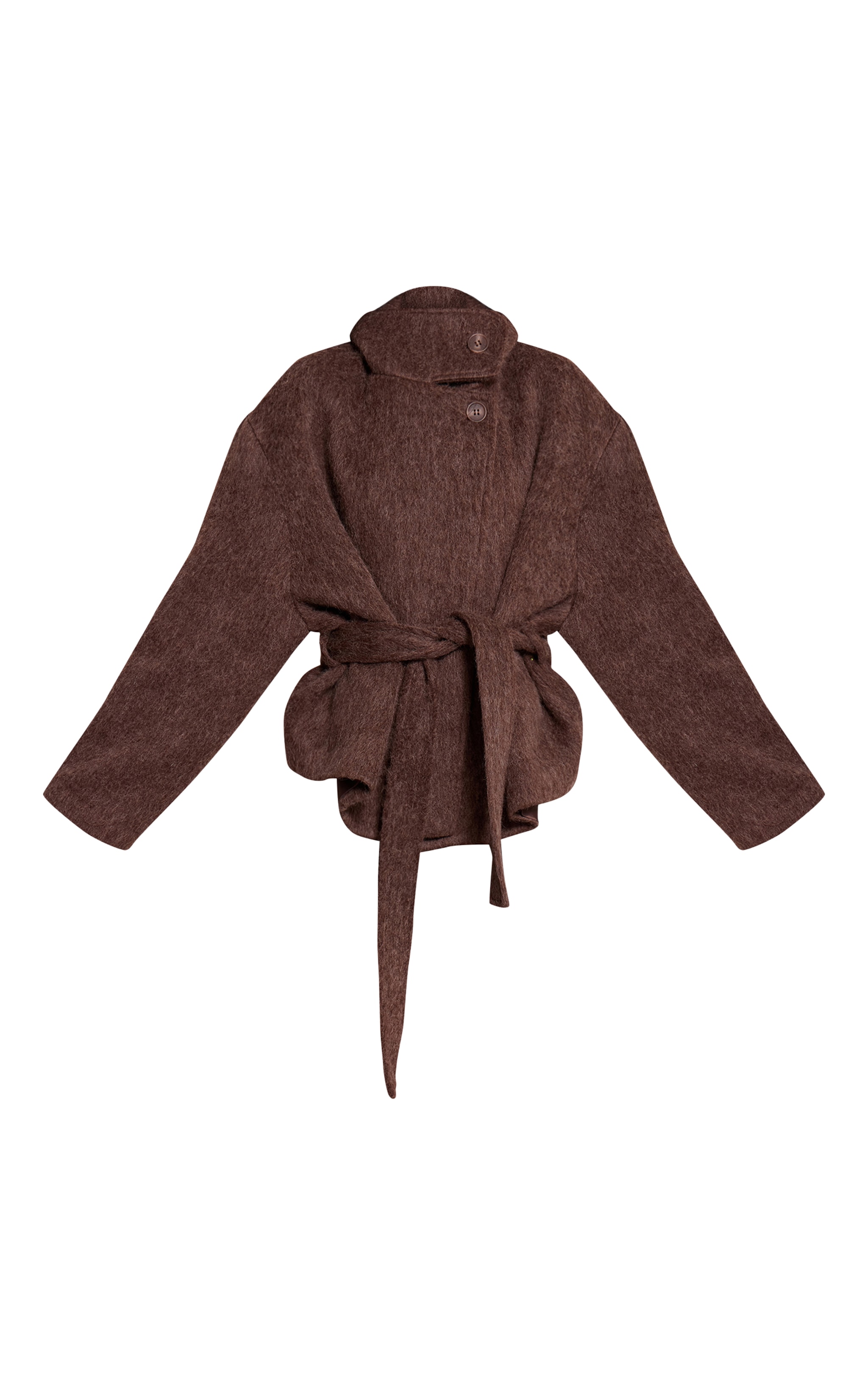 Chocolate Faux Brushed Wool Tie Waist Coat image 5