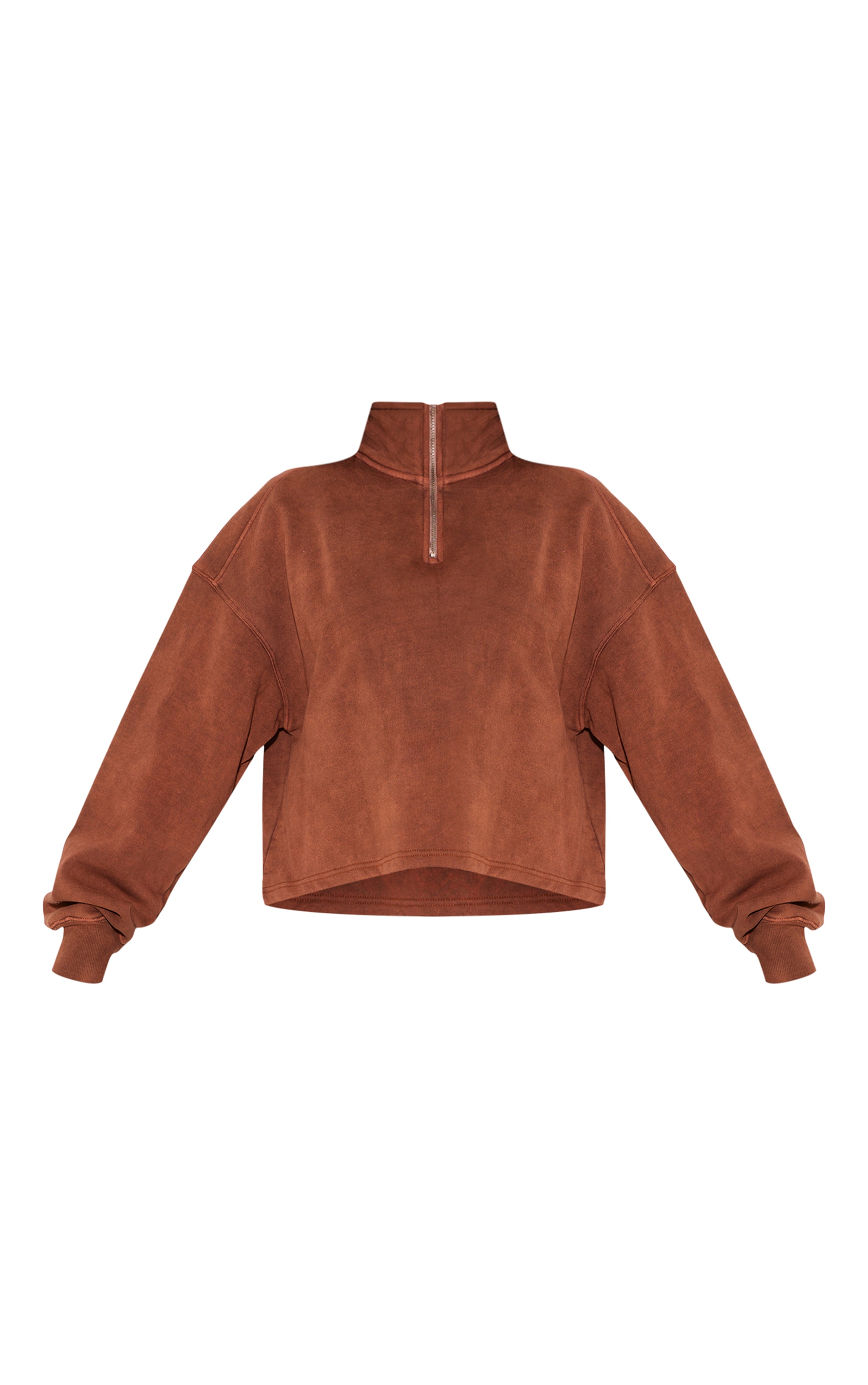 Taupe Washed Boxy Quarter Zip Sweatshirt image 5
