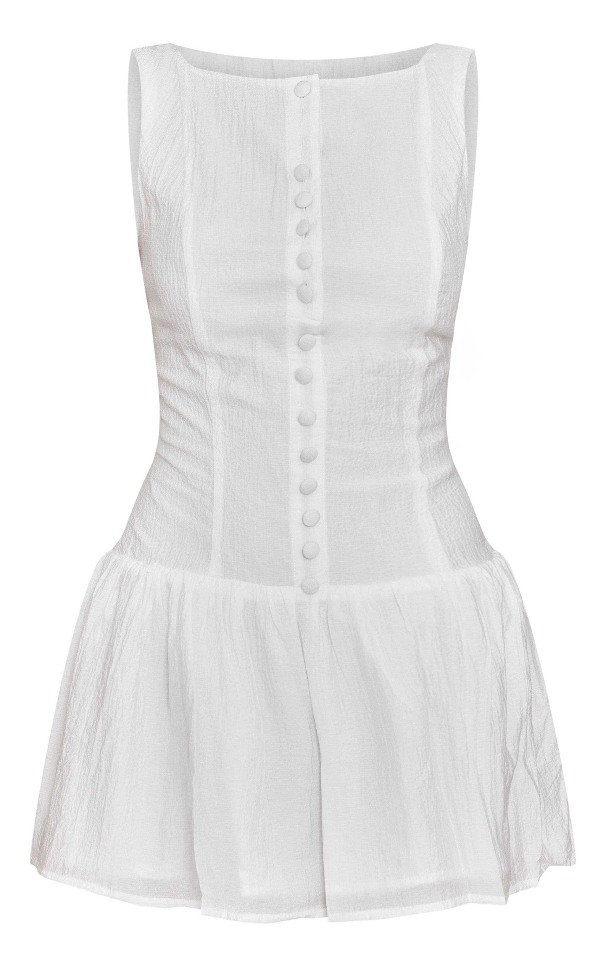Robe droite col rond blanche à boutons image 5