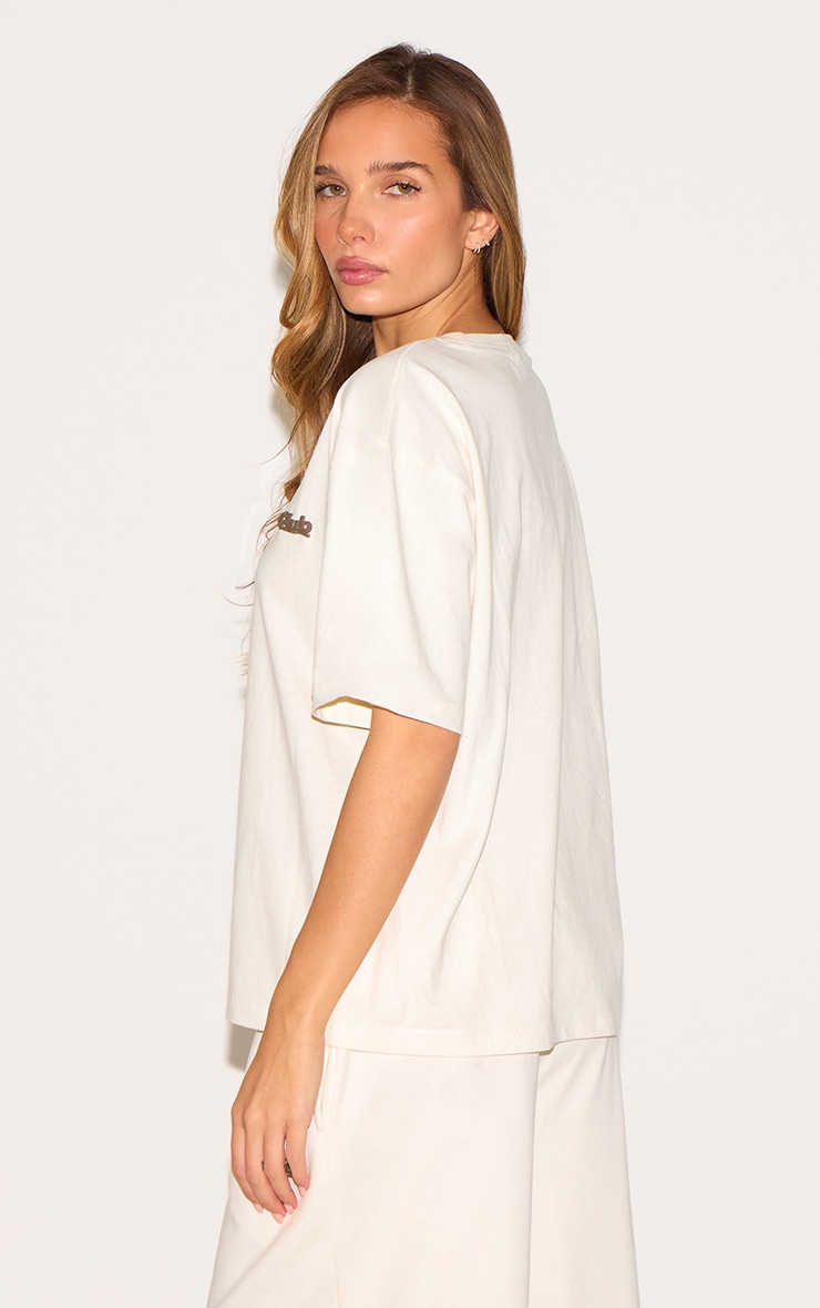 Cream Run Club Puff Print Boxy Oversized T Shirt image 2