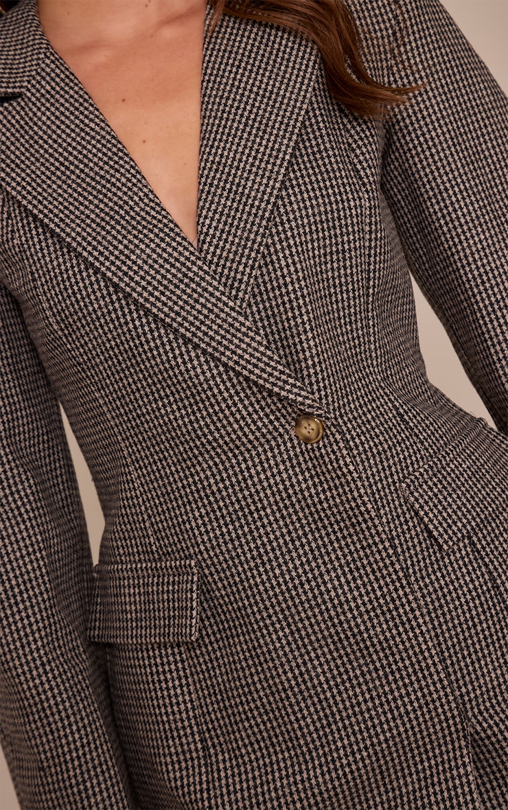 Black Dogtooth Structured Blazer Dress image 4