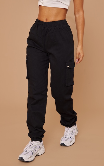 Petite Black Pocket Detail Cargo Pant