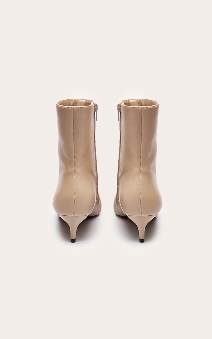 Stone PU Point Toe Low Stiletto Heeled Ankle Boots image 4