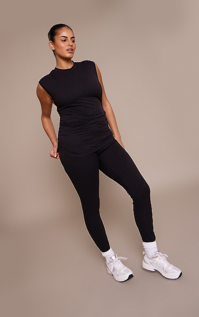 Plus Legging en Sculpt noir froncé