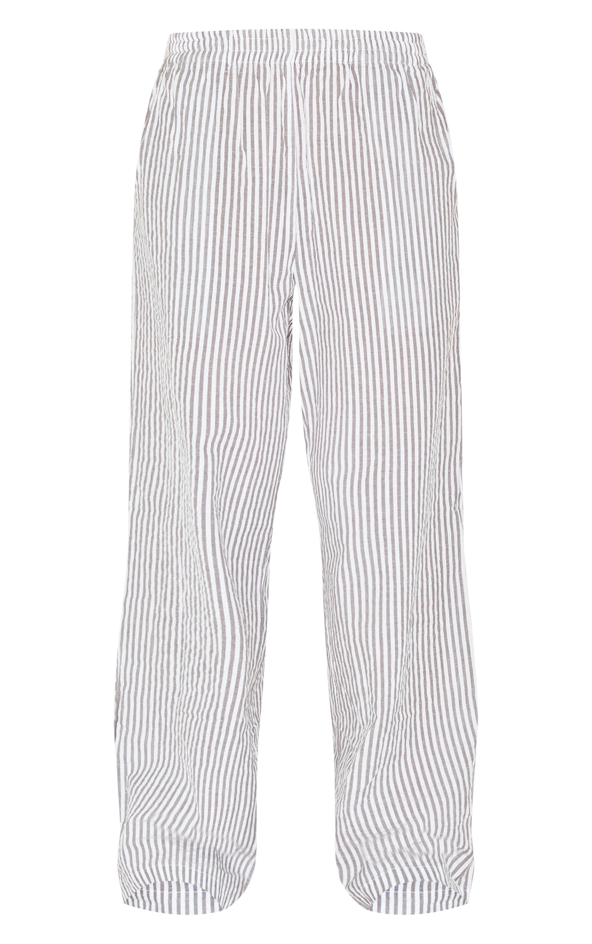 Grey Pinstripe Elasticated Waist Pants image 5