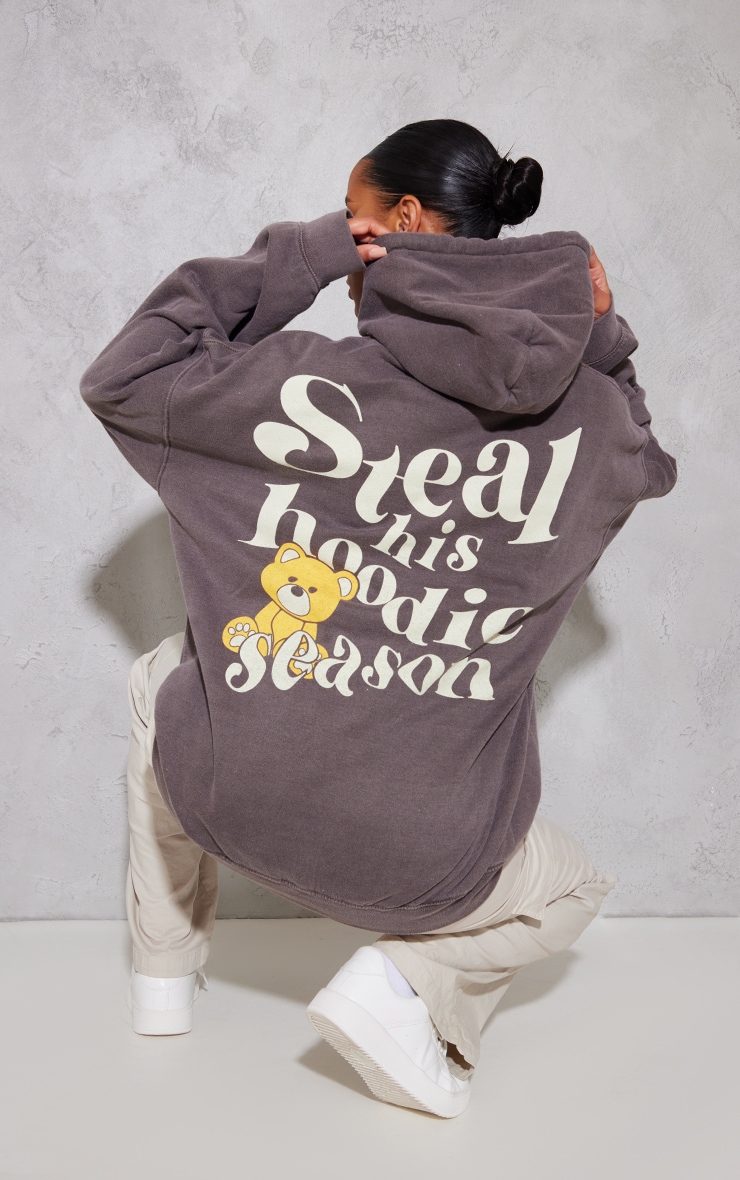 Chocolate Steal His Hoodie Teddy Back Print Hoodie image 1