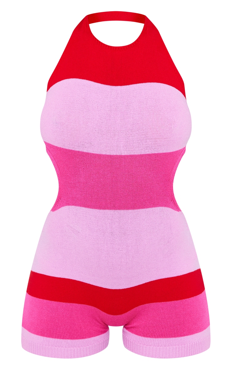 PINK & OAT STRIPED CASUAL KNIT ROMPER main image 1