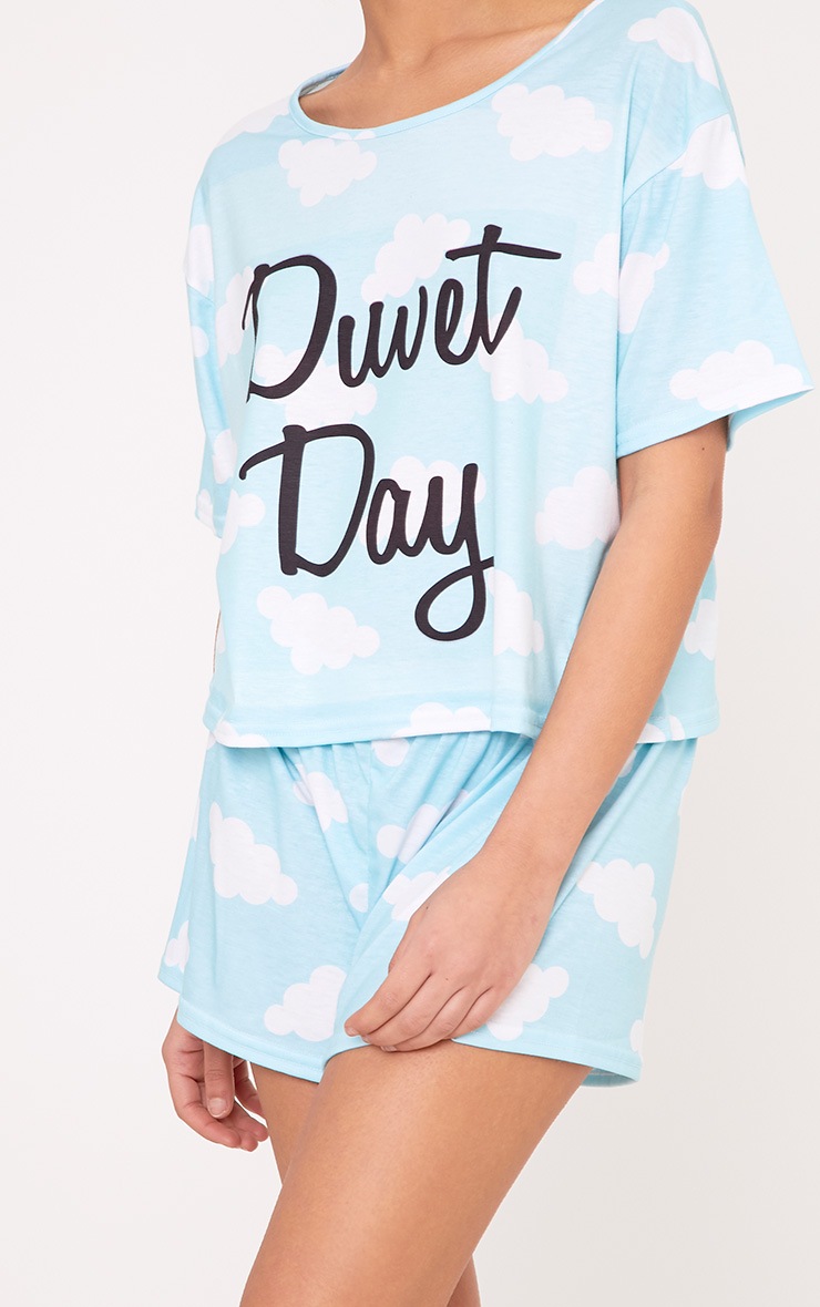 Duvet Day Blue PJ Set Onesies & Nightwear PrettyLittleThing