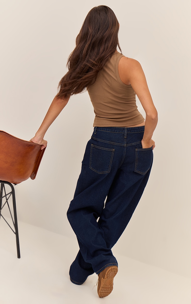 Indigo High Waist Boyfriend Jeans image 3