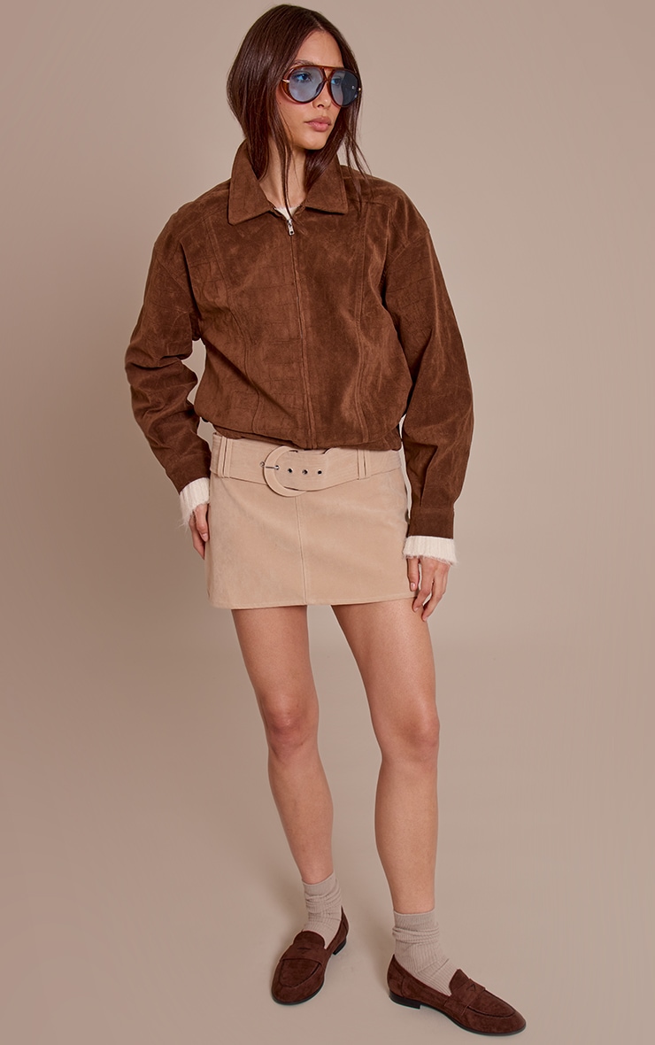 Chocolate Croc Suede Bomber Jacket image 3