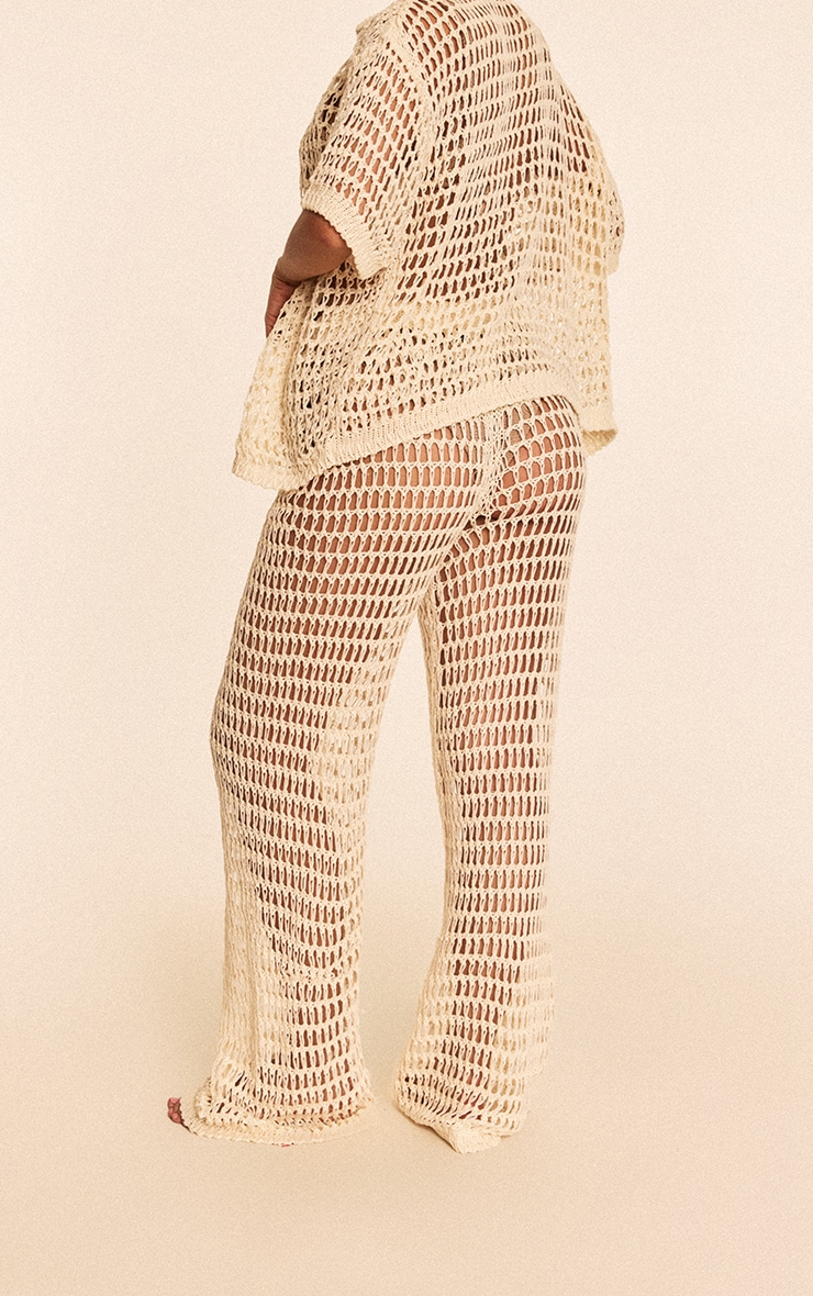 Cream Crochet Beach Wide Leg Pants image 3