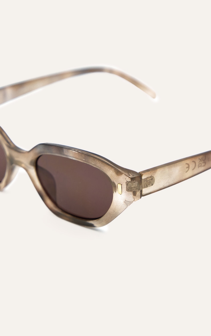 Smokey Brown Angled Cat Eye Sunglasses image 4