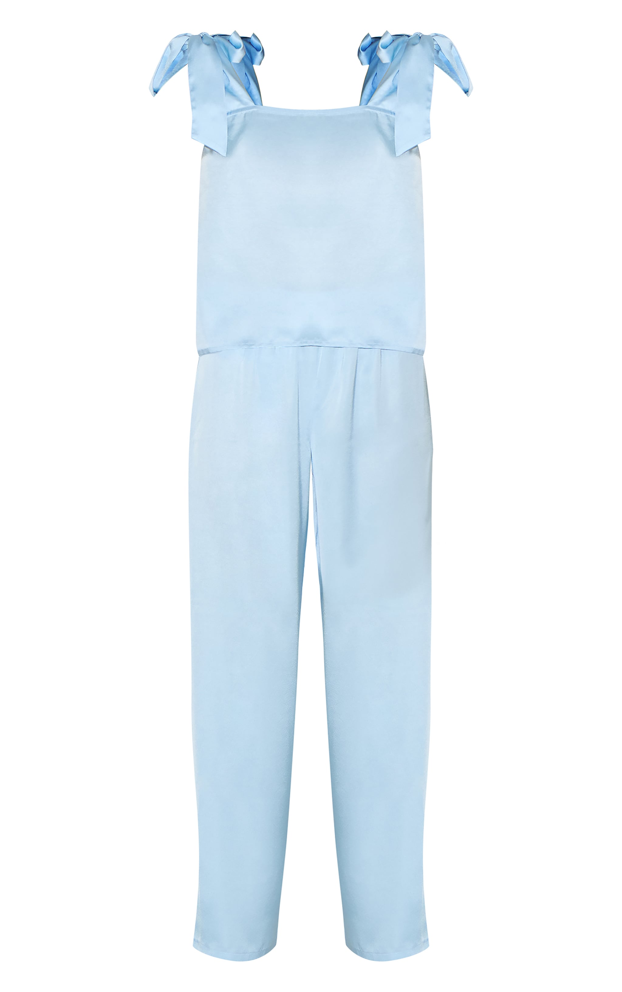 Baby Blue Satin Ribbon Tie Cami Long Pj Set image 5