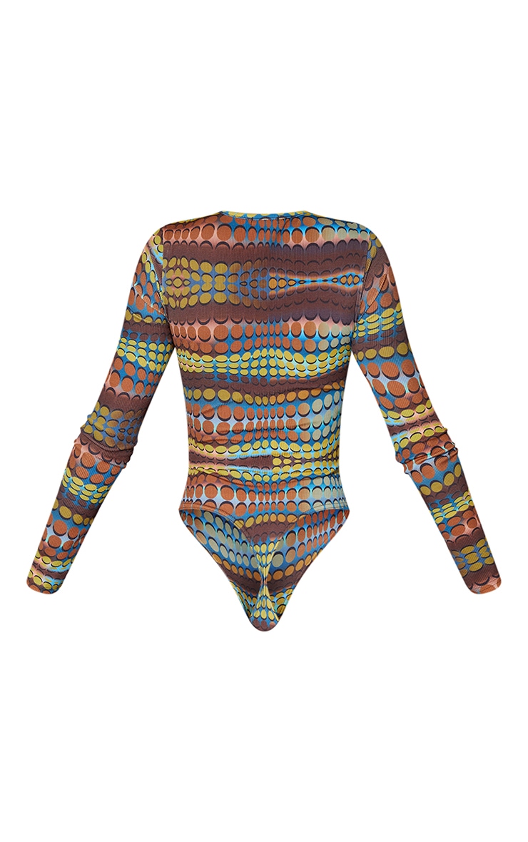 Multi Swirl Print Cut Out Long Sleeve Bodysuit image 6