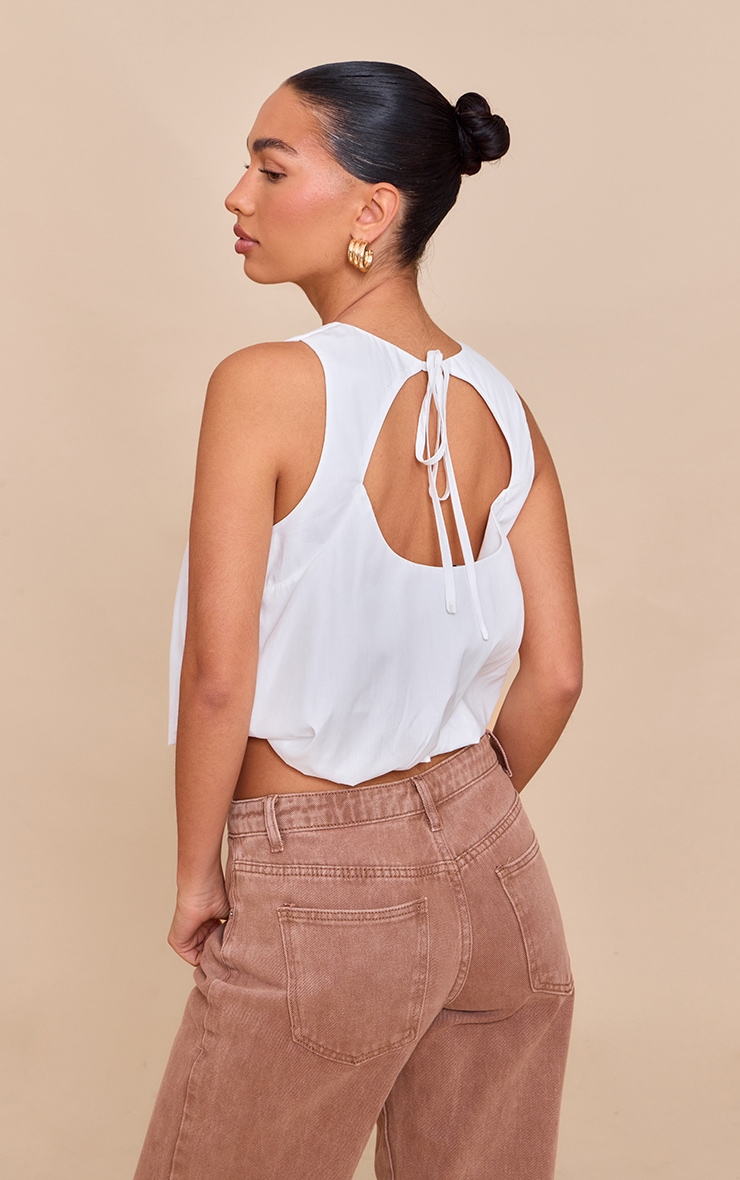 White Bubble Hem Top image 2