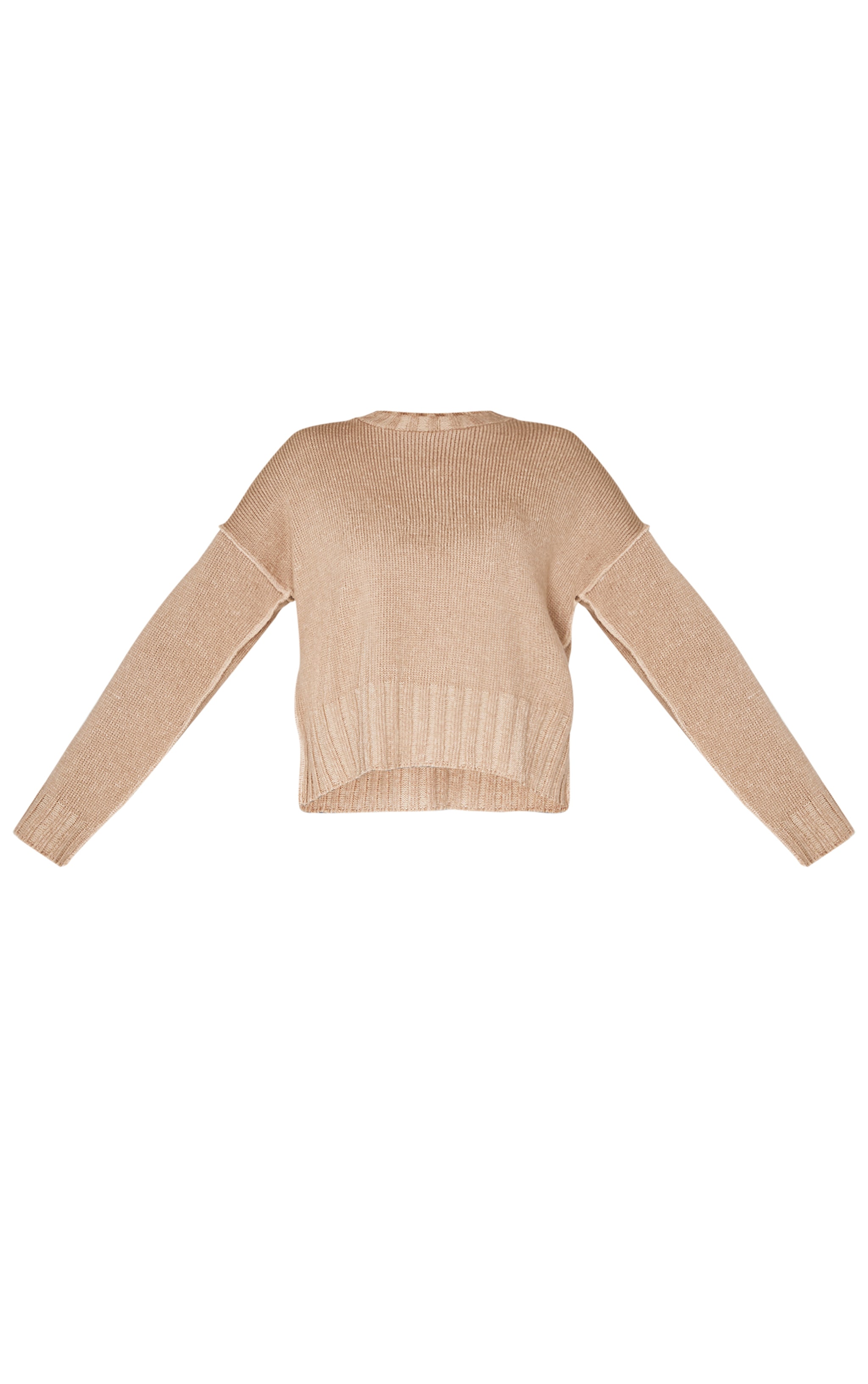 Taupe Exposed Seam Chunky Knit Oversized Sweater image 5