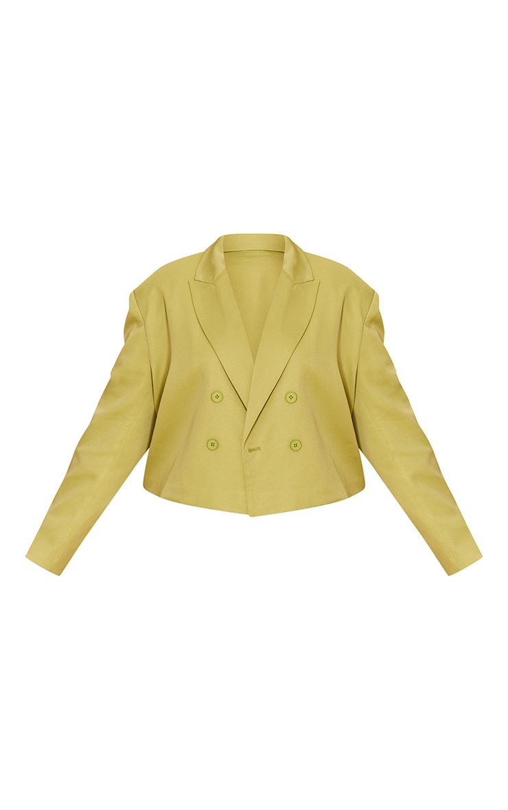 Plus Lime Shoulder Pad Button Detail Crop Blazer image 5