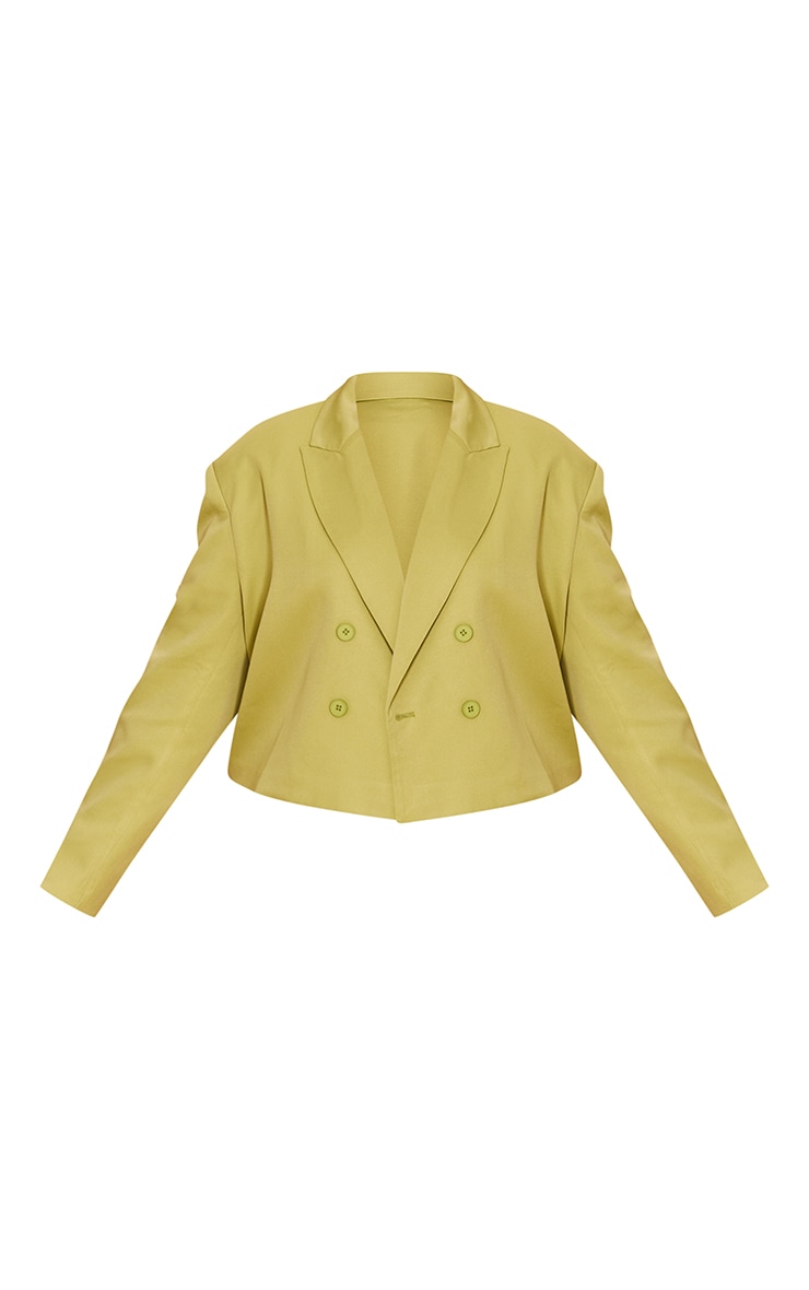 Plus Lime Shoulder Pad Button Detail Crop Blazer image 5