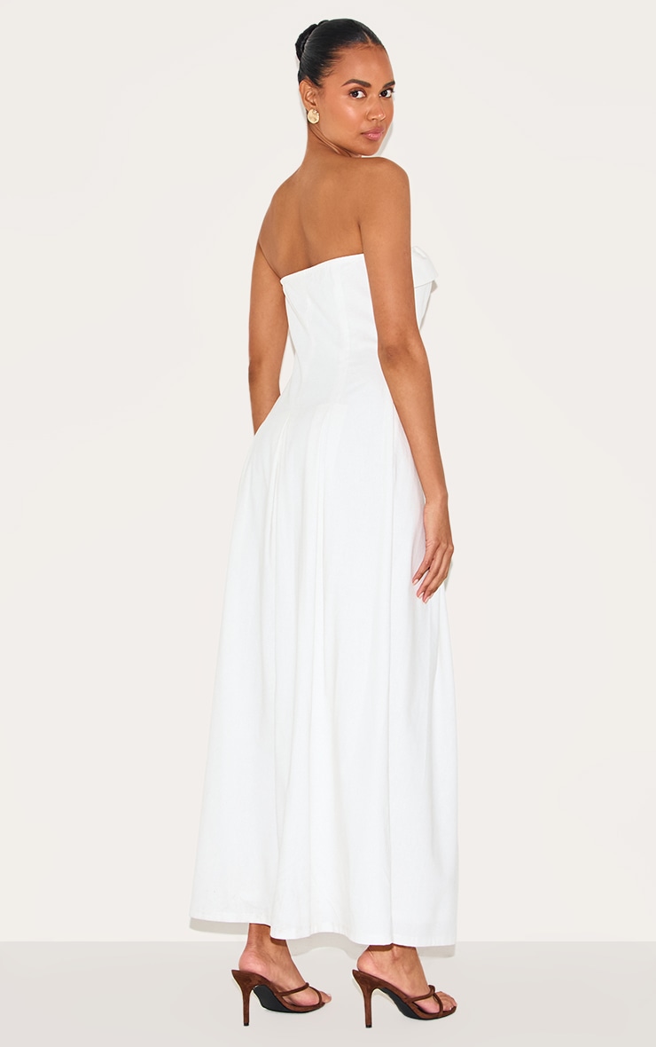 White Bandeau Pleated Midaxi Dress image 2