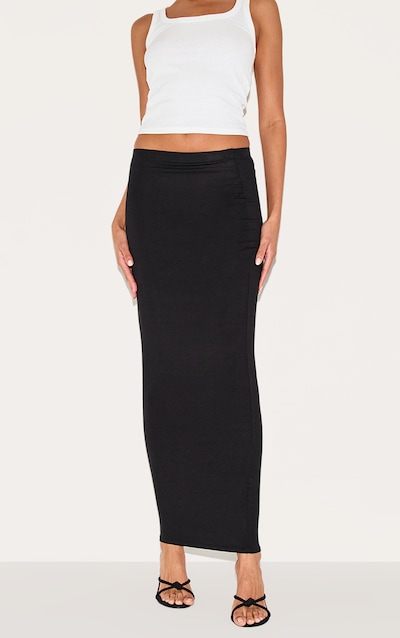 Black Jersey Low Rise Maxi Skirt