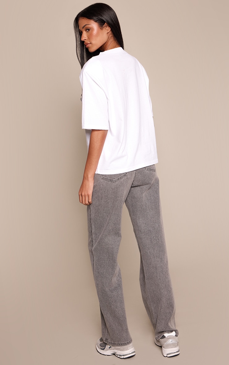 Tall Washed Grey High Waist Straight Leg Stretch Jeans image 3