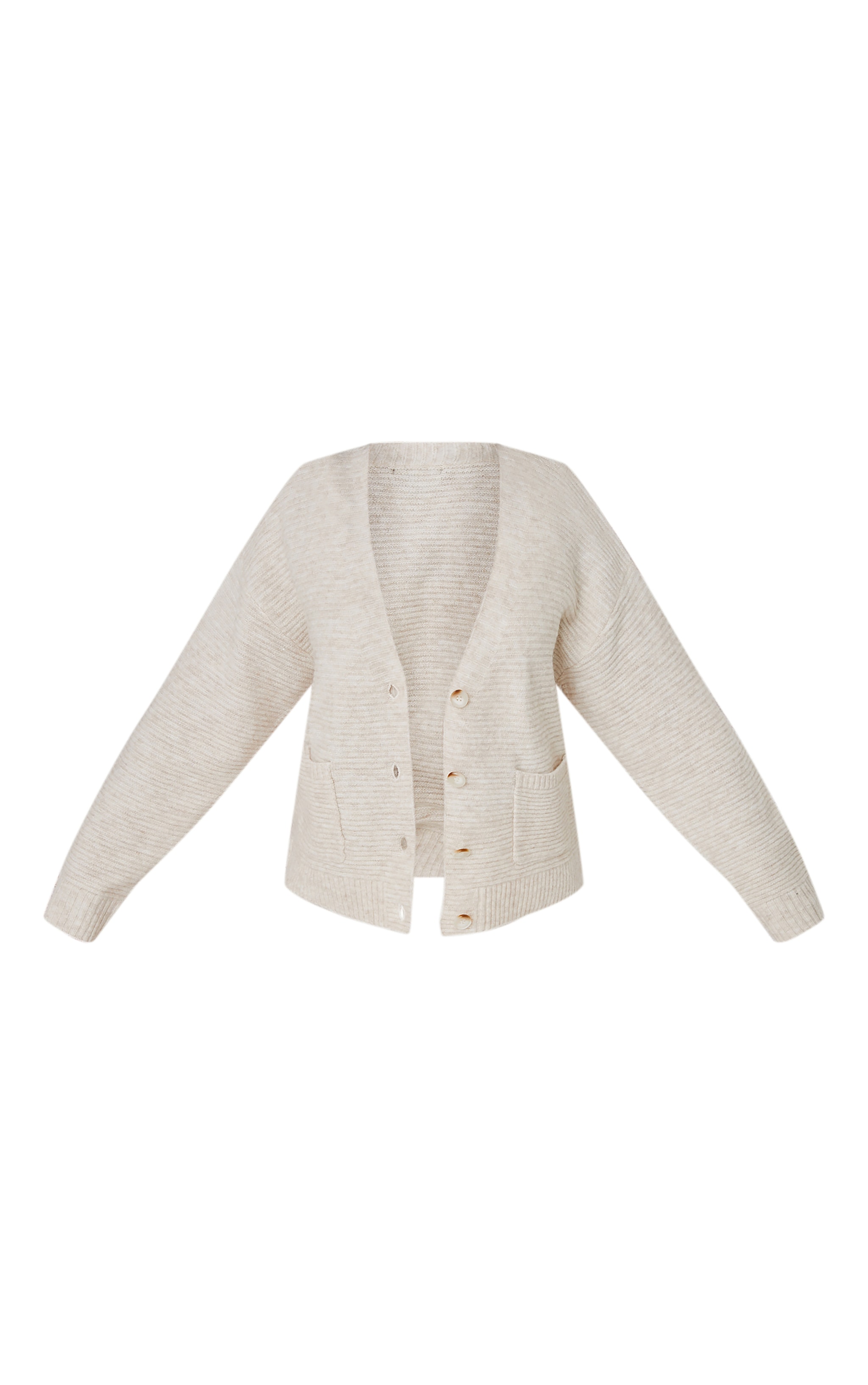 Petite Oatmeal Rib Knit Oversized Cardigan image 5