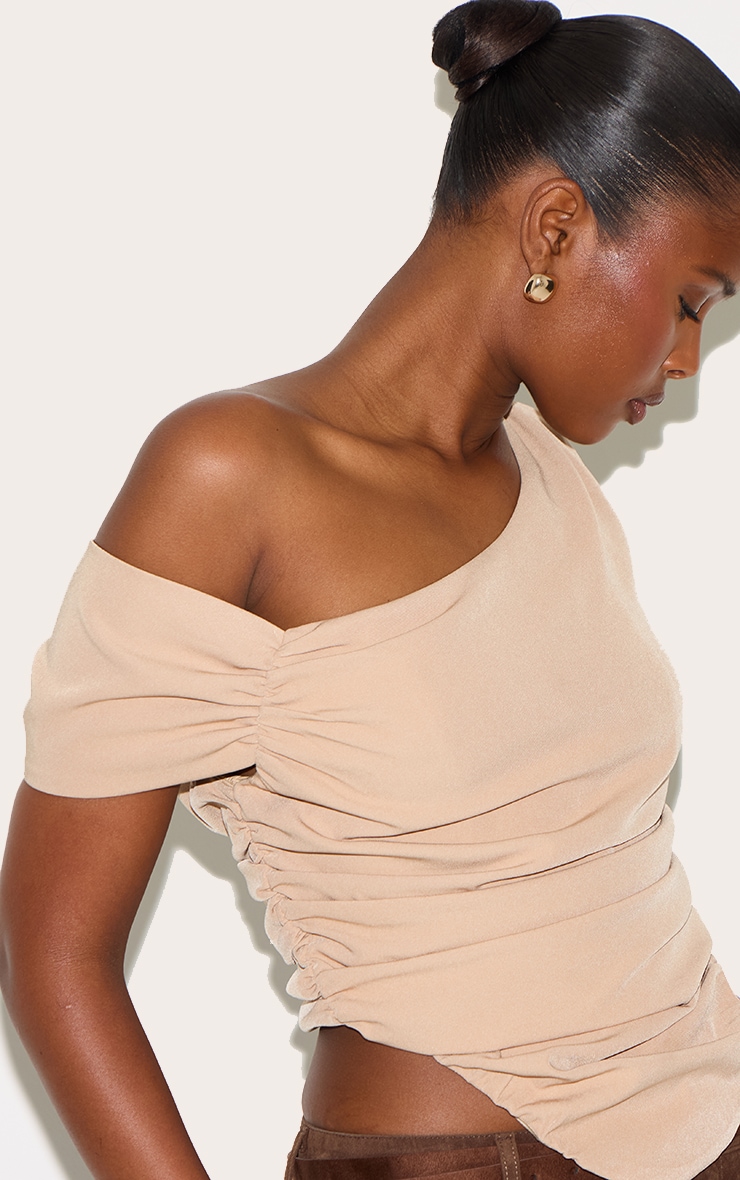 Sand Asymmetric Bardot Top image 4