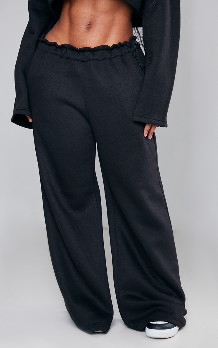  Shape Black Toggle Waist Detail Wide Leg Sweatpants image 2