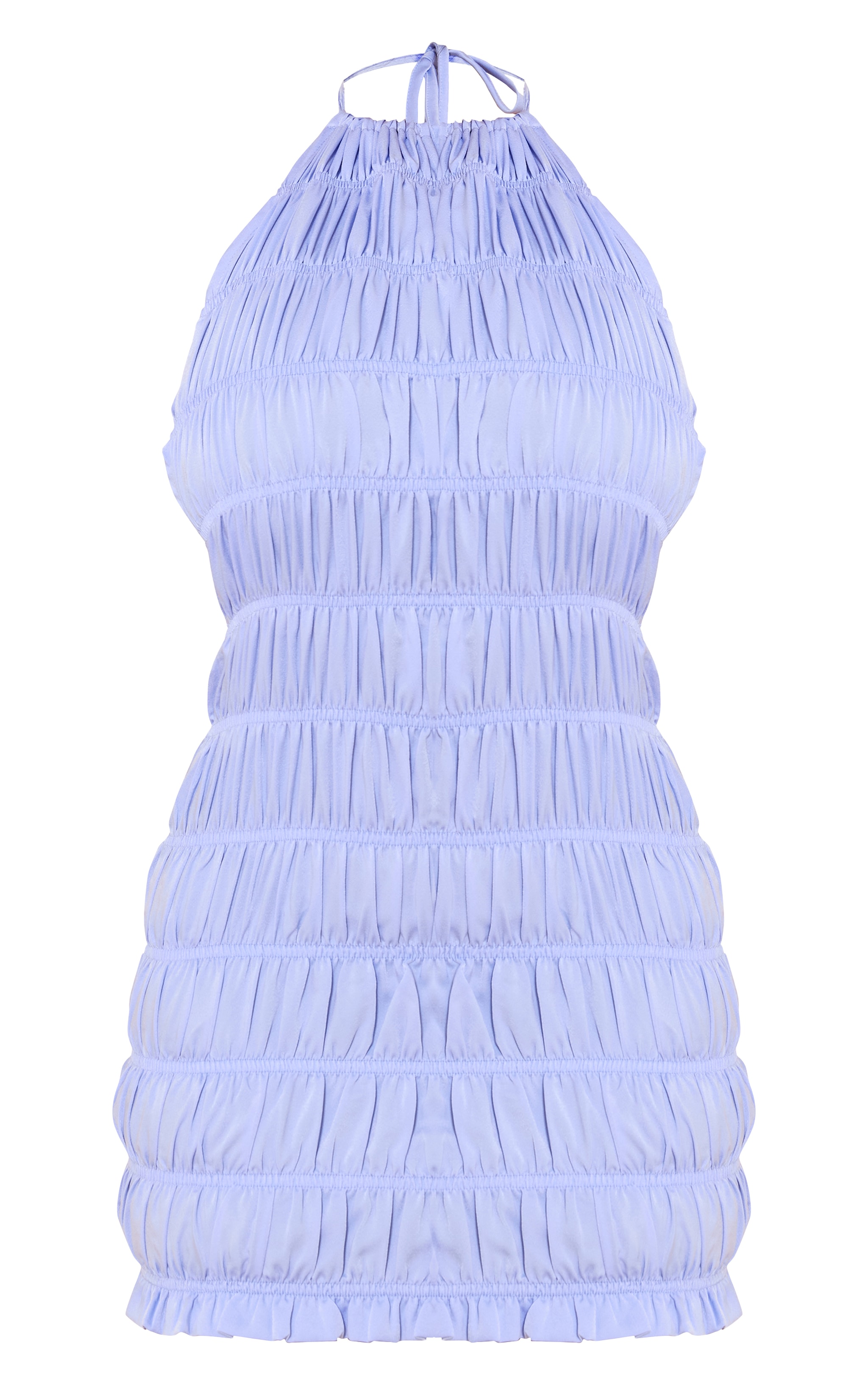 Shape Blue Satin High Neck Ruched Mini Dress image 5
