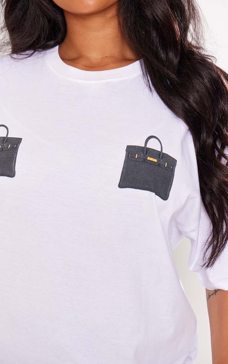  Plus White Graphic Bag Oversized T-shirt image 4