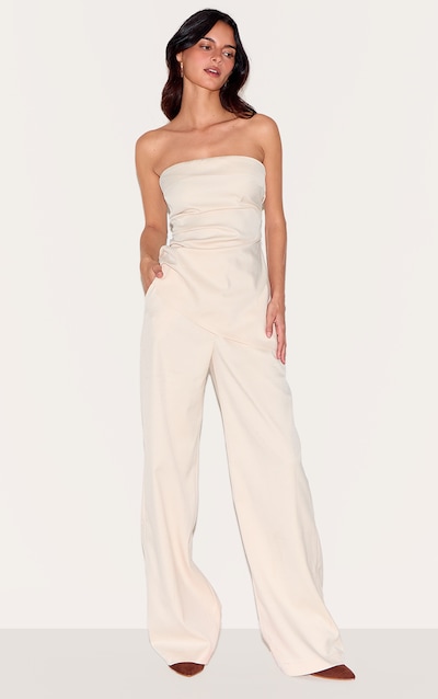 Almond Tailored Woven Wide Leg Pants