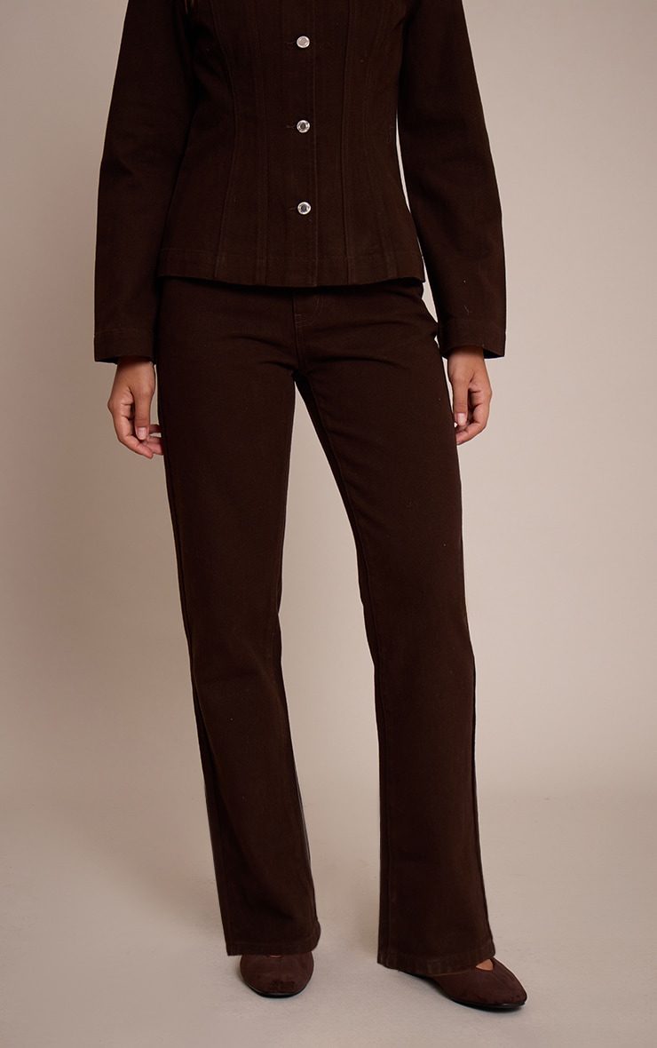 Dark Chocolate High Waist Straight Leg Jeans image 2