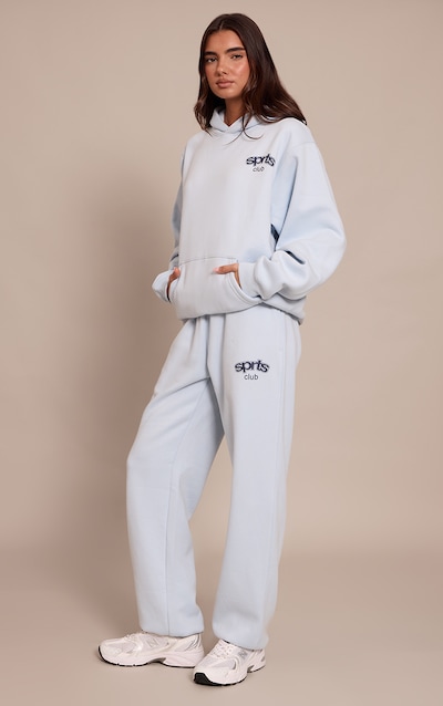 Jogging sweat bleu clair imprimé "PLT Sports Club" à ourlets resserrés