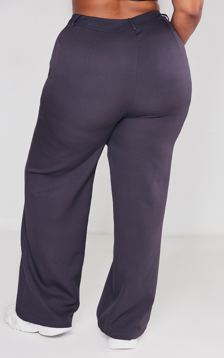 Plus Charcoal Woven Straight Leg Trouser image 3