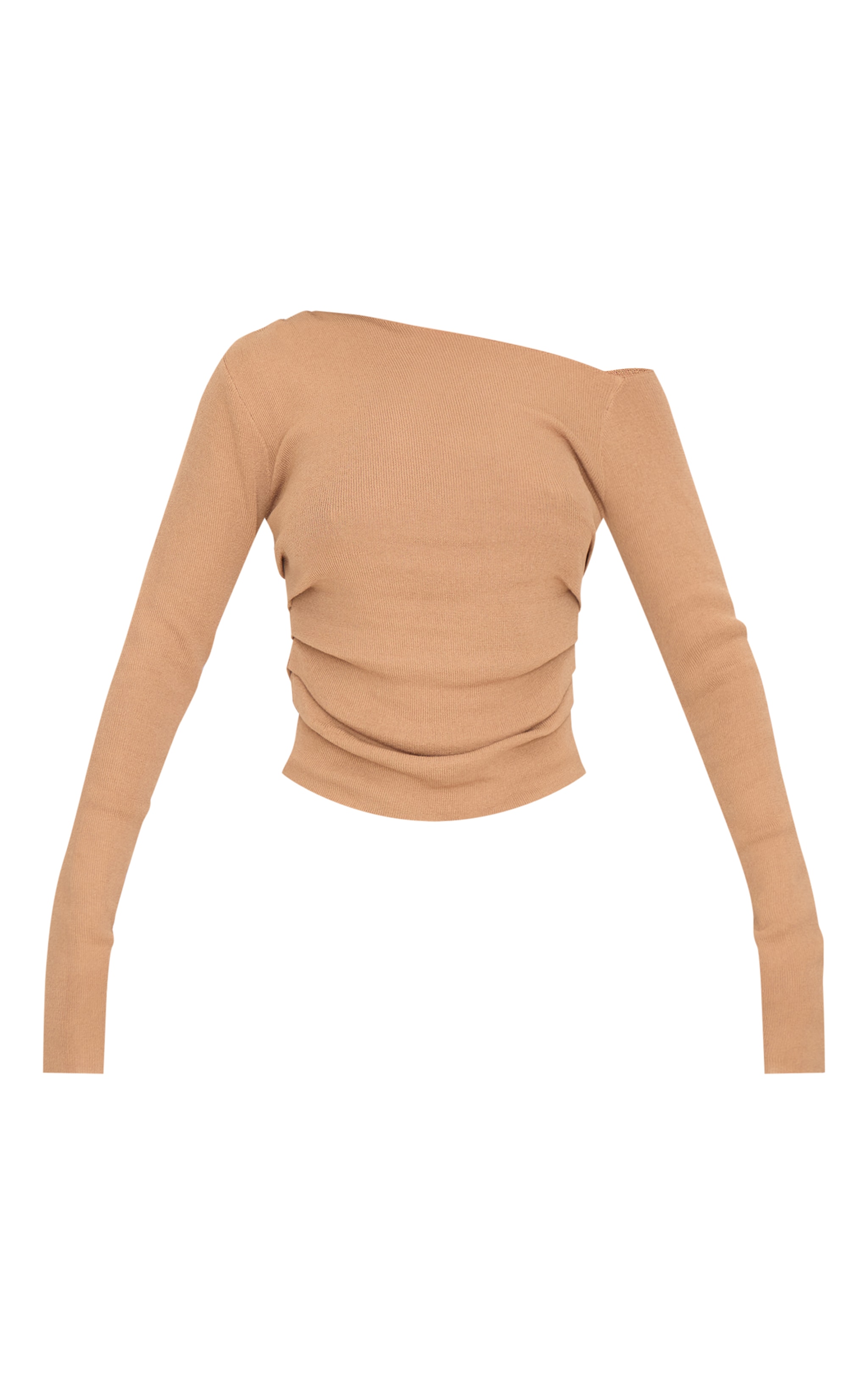 Top asymétrique en maille tricot fine taupe image 5