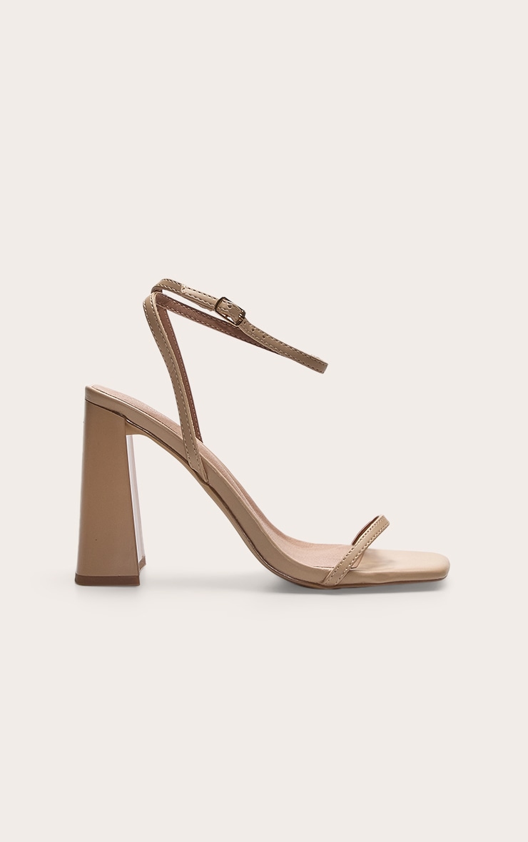 Nude Square Toe High Block Heeled Sandals image 2