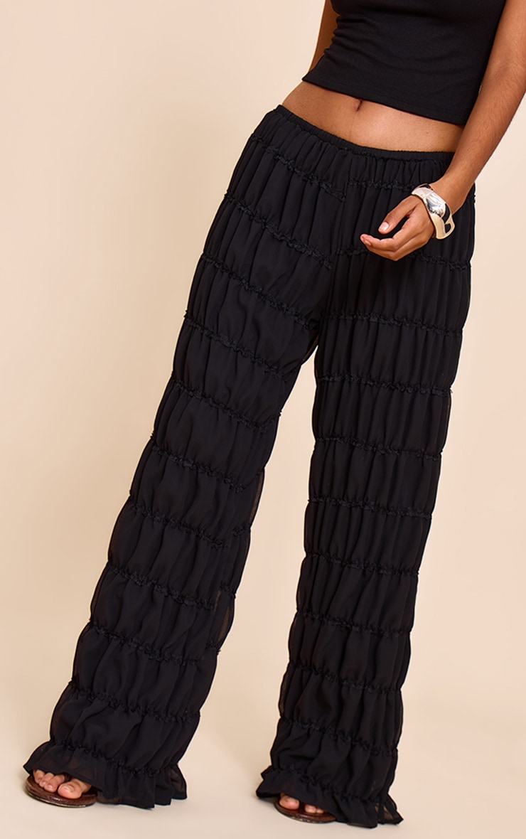 Petite Black Chiffon Wide Leg Pant image 2