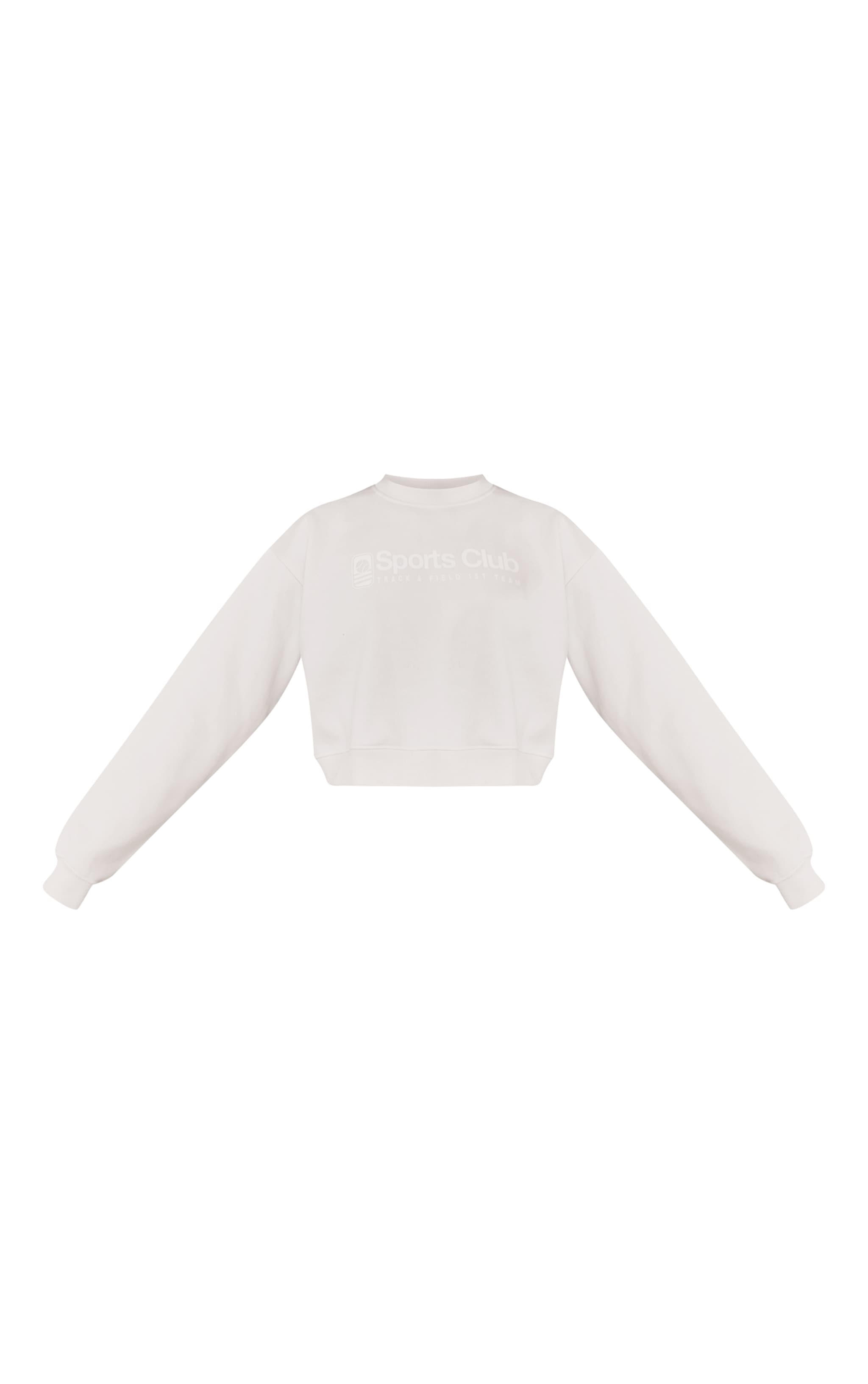 Cream Sports Club Print Cropped Sweatshirt image 5
