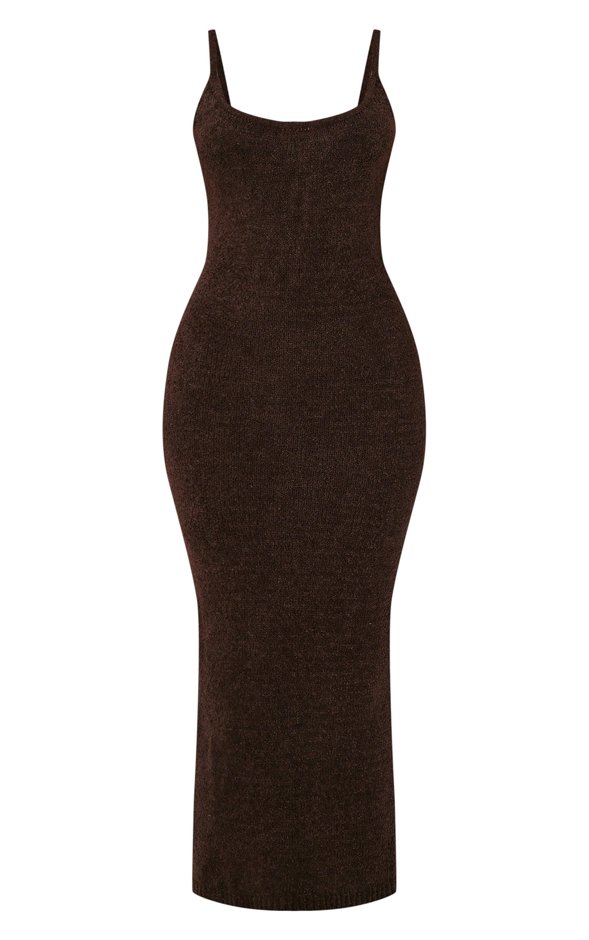 Petite Chocolate Knitted Boucle Strappy Maxi Dress image 5