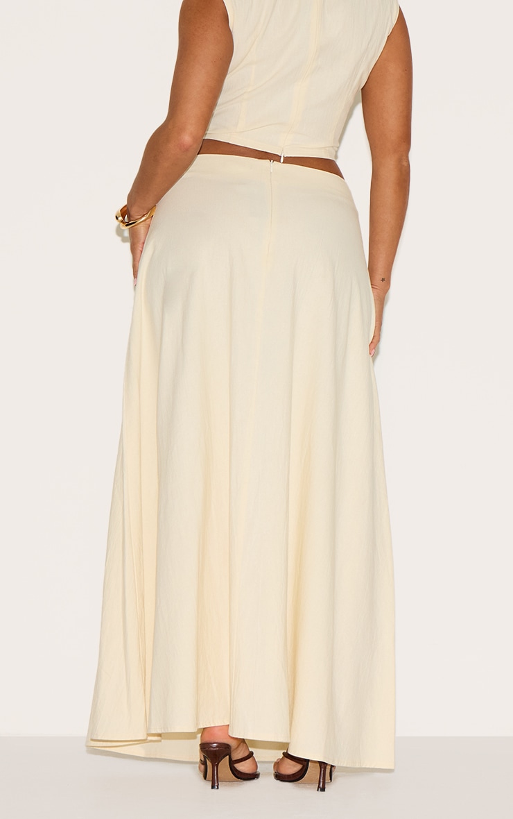 Shape Cream Linen Look Fold Gold Wave Trim Maxi Skirt image 3