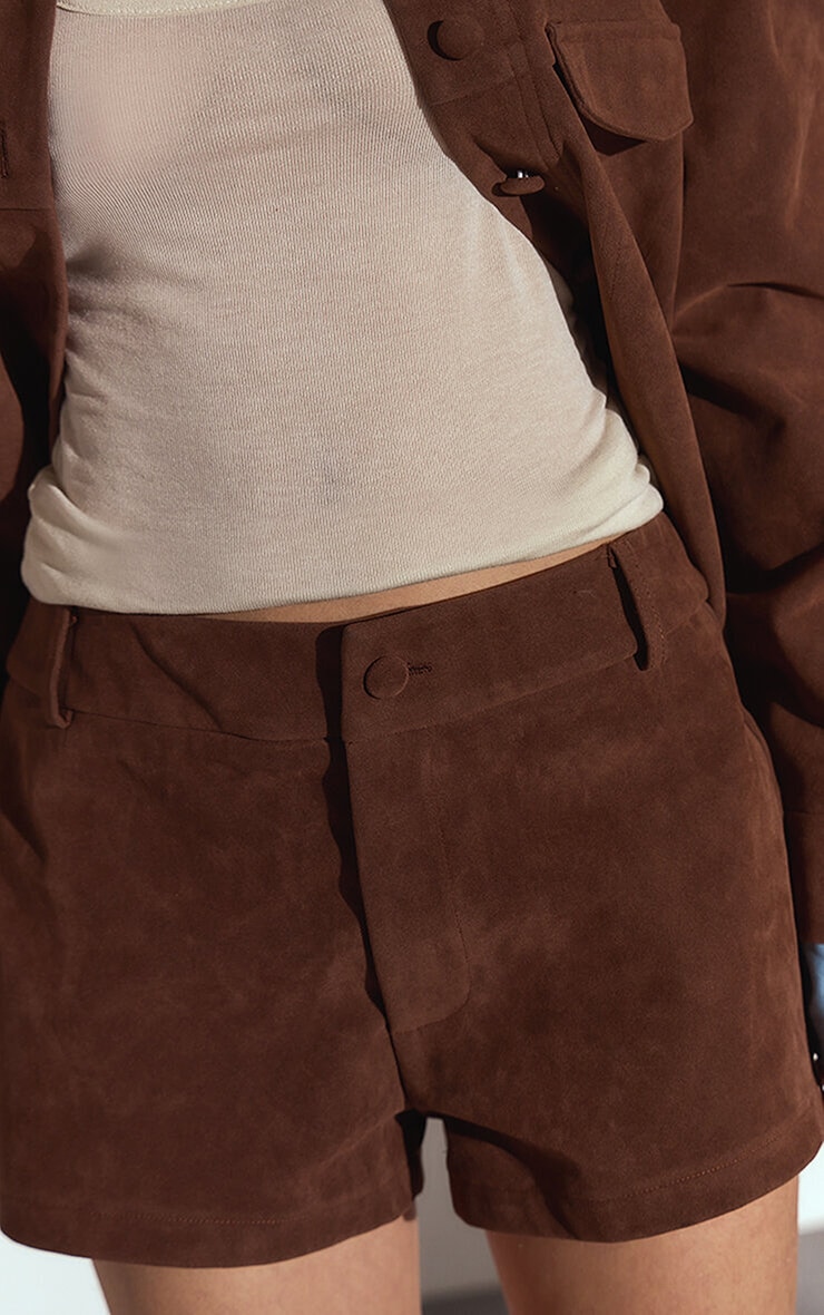 Clay Faux Suede Mid Rise Shorts image 5