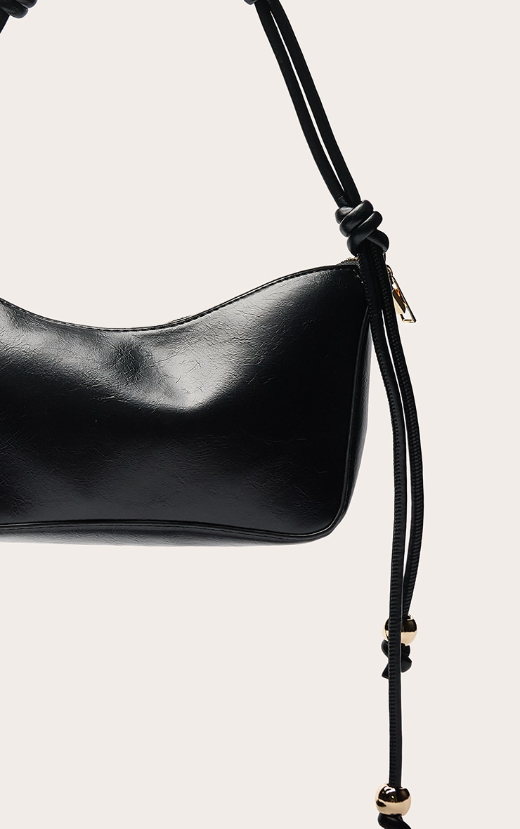 Black Bead Knotted Handle Shoulder Bag image 4