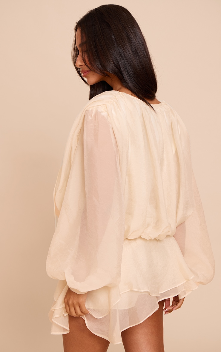 Petite Cream Floaty Organza Balloon Sleeve Long Top image 2
