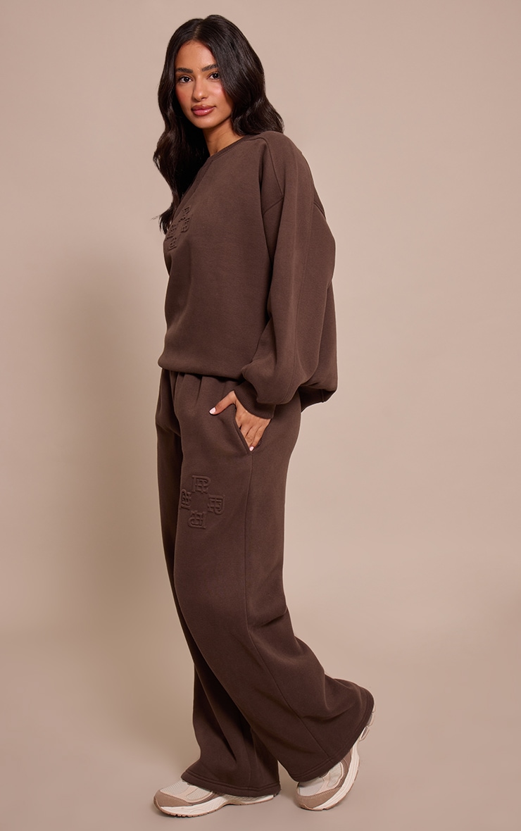 Petite Chocolate PLT Embossed Crew Neck Sweatshirt image 3