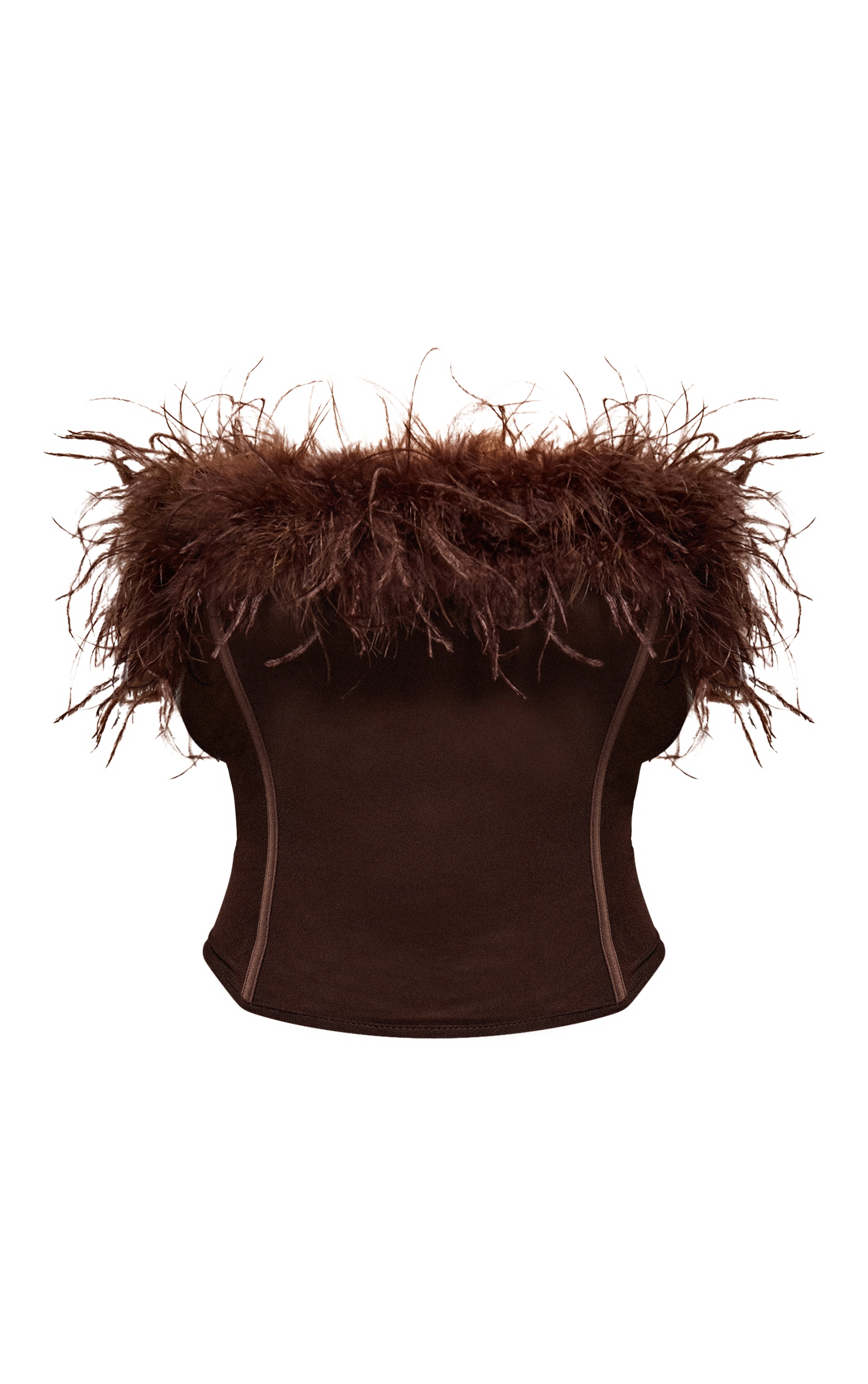 Coret en mesh chocolat foncé à plumes et lisérés structurants image 5