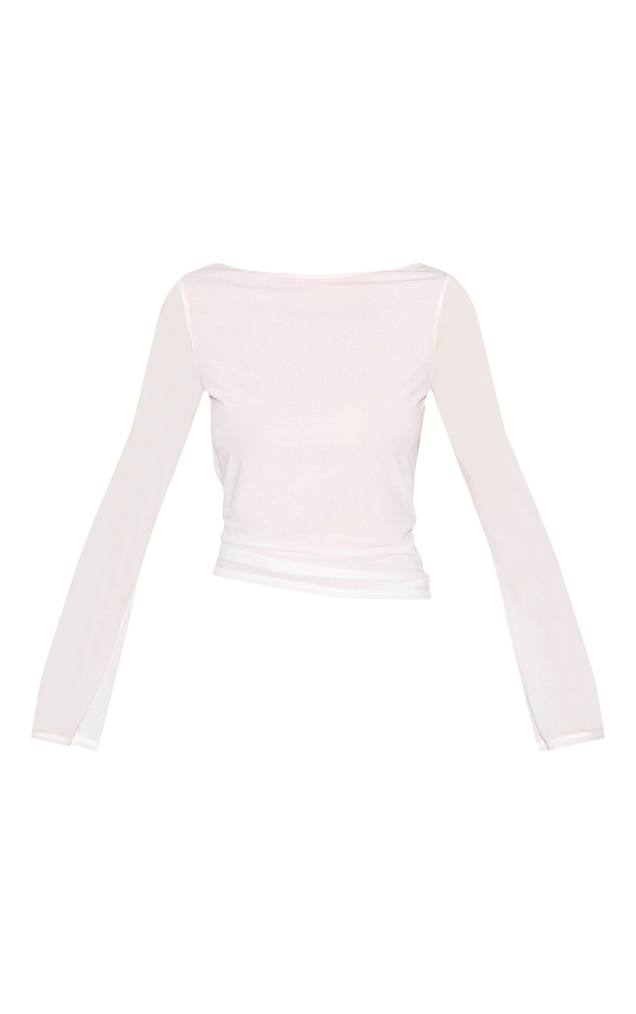 Ivory Stretch Chiffon Loose Fit Flared Long Sleeve Top image 5