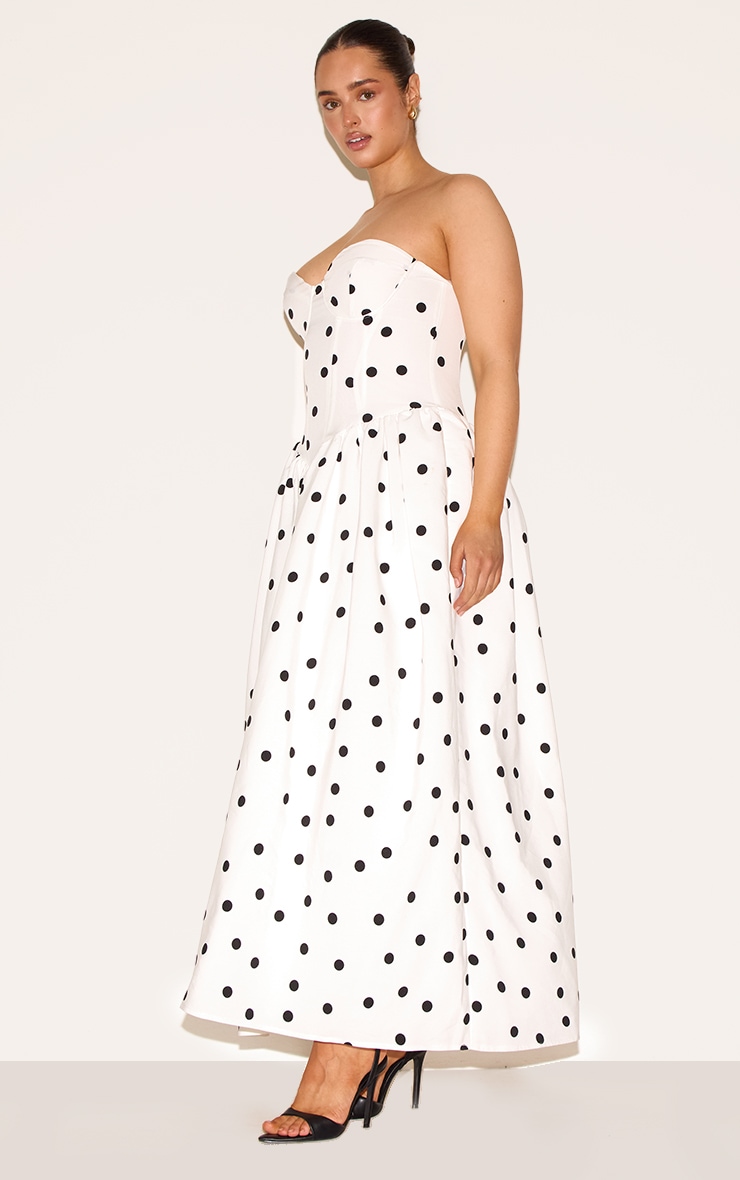 Shape White Polka Dot Corseted Maxi Shift Dress image 3