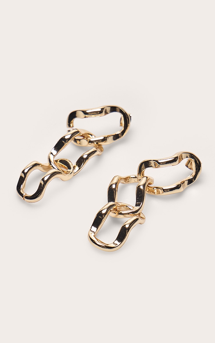 Gold Abstract Chain Drop Earrings image 3