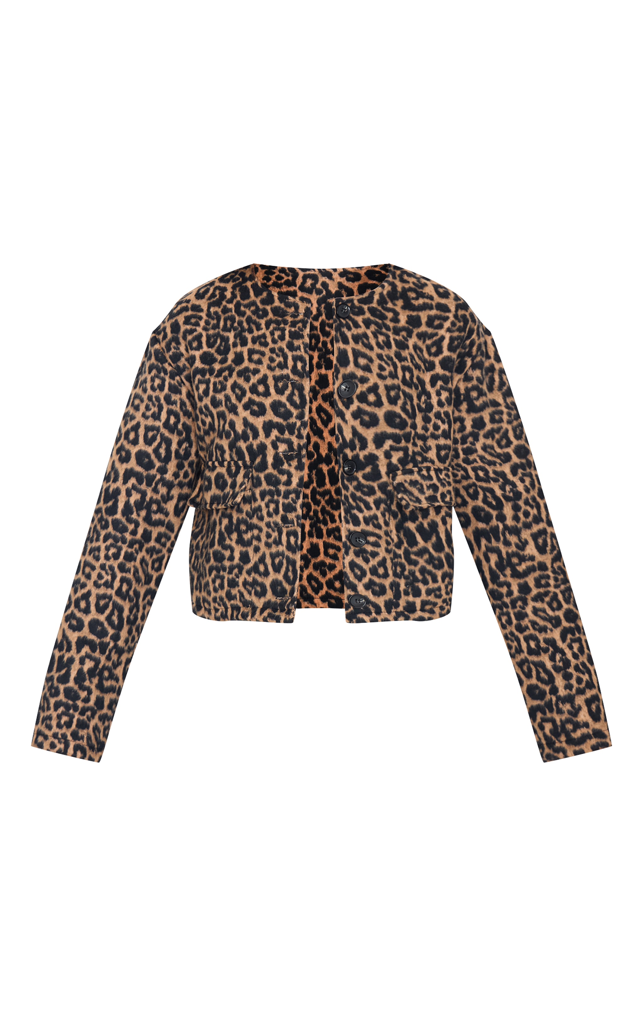  Leopard Wool Look Jacket - Image 4