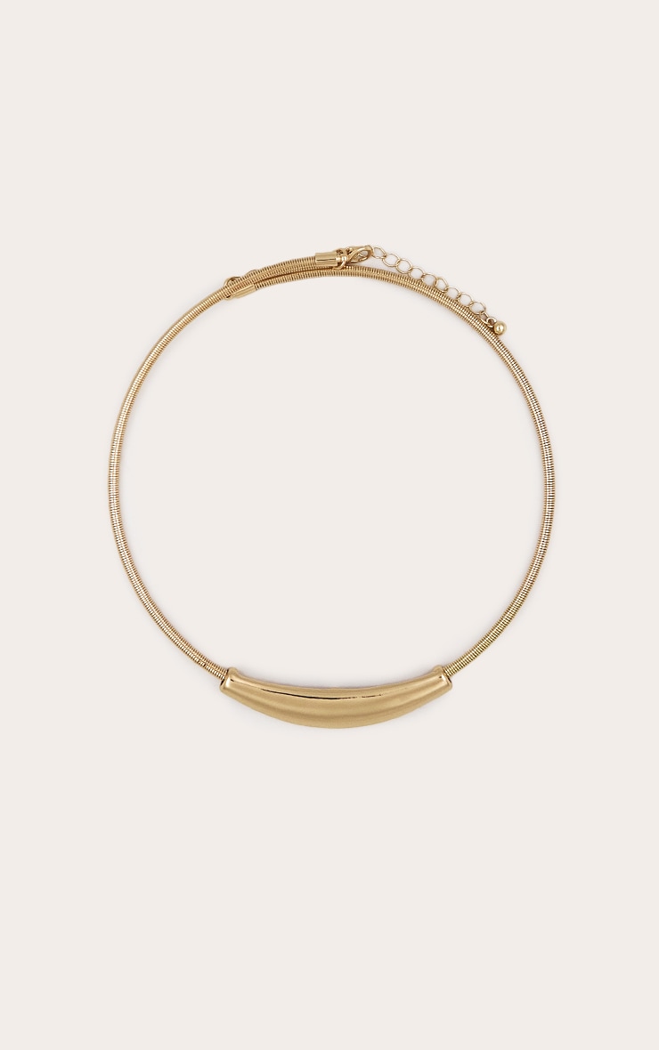 Gold Smooth Metal Bar Necklace image 2